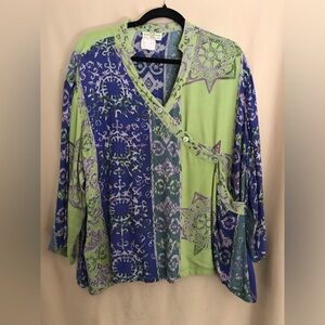 Globe Green and Blue Women's Blouse